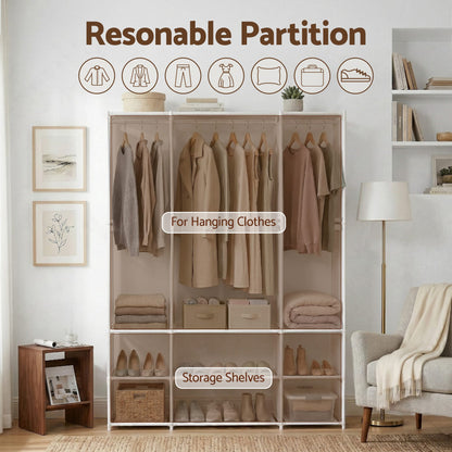 Alona.com.au Home & Garden > Storage > Clothing & Wardrobe Storage Artiss Large Portable Clothes Closet Wardrobe with Open Shelf White