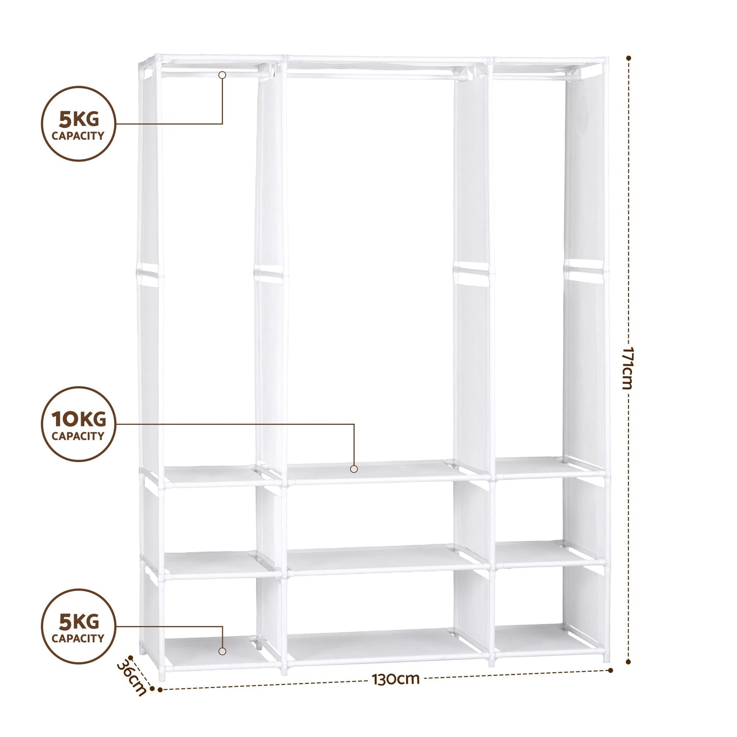 Alona.com.au Home & Garden > Storage > Clothing & Wardrobe Storage Artiss Large Portable Clothes Closet Wardrobe with Open Shelf White