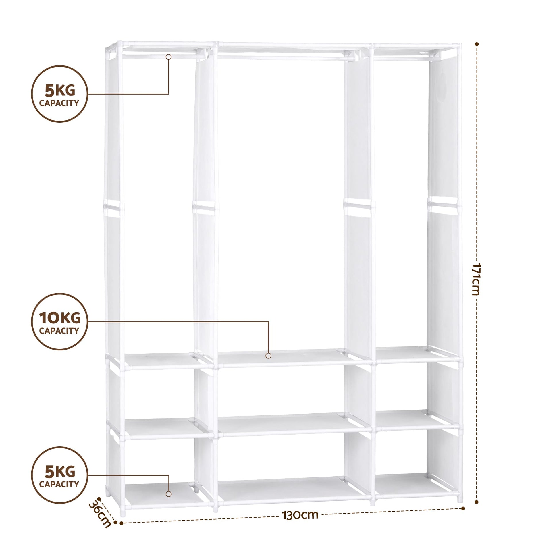 Alona.com.au Home & Garden > Storage > Clothing & Wardrobe Storage Artiss Large Portable Clothes Closet Wardrobe with Open Shelf White