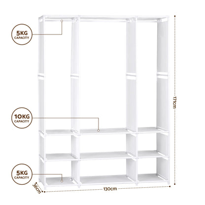 Alona.com.au Home & Garden > Storage > Clothing & Wardrobe Storage Artiss Large Portable Clothes Closet Wardrobe with Open Shelf White