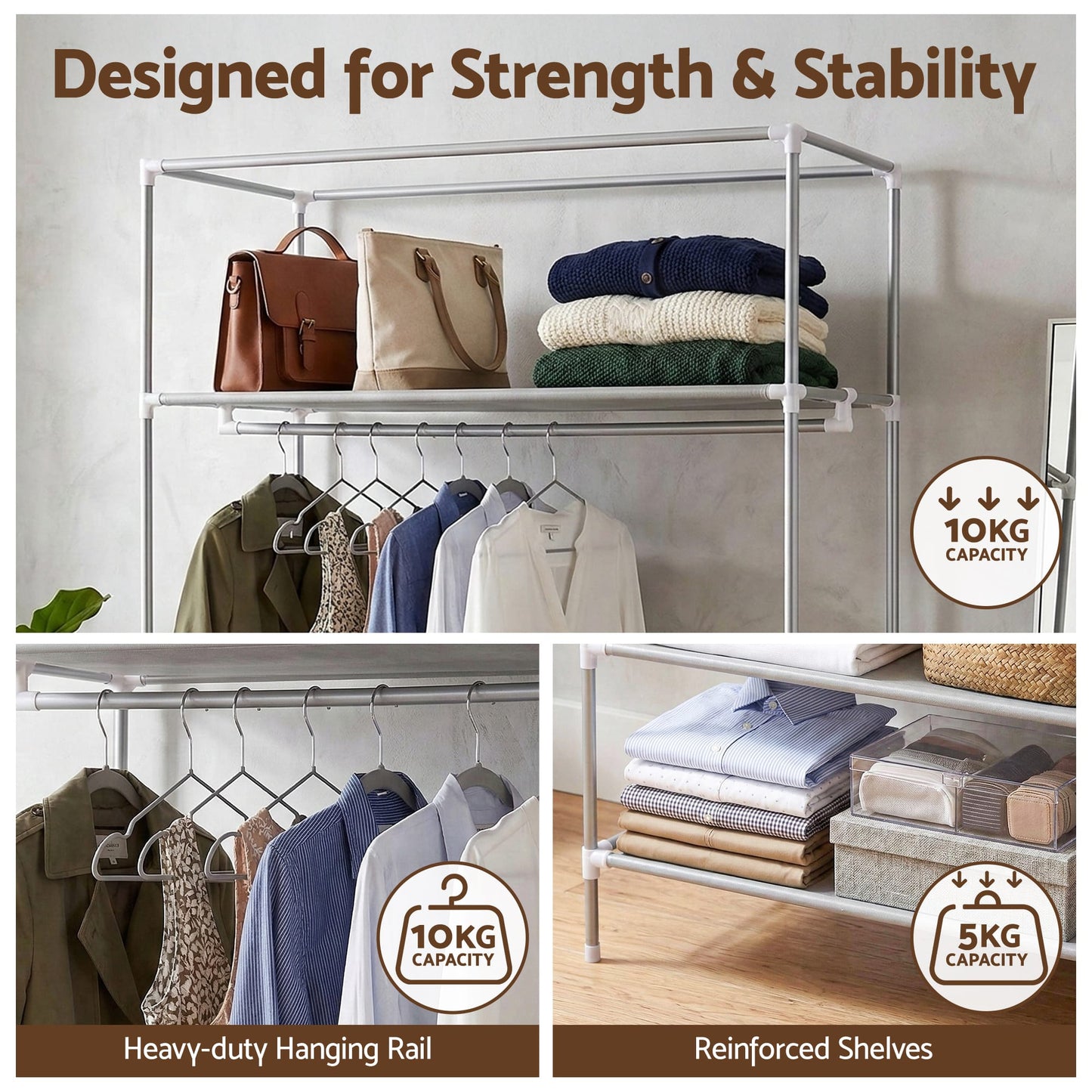 Alona.com.au Home & Garden > Storage > Clothing & Wardrobe Storage Artiss Large Portable Clothes Closet Wardrobe with Tiebacks Grey