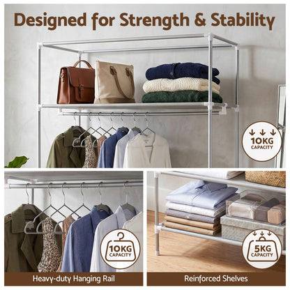Alona.com.au Home & Garden > Storage > Clothing & Wardrobe Storage Artiss Large Portable Clothes Closet Wardrobe with Tiebacks Grey