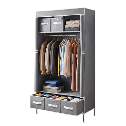 Alona.com.au Home & Garden > Storage > Clothing & Wardrobe Storage Artiss Large Portable Clothes Closet Wardrobe with Tiebacks Grey