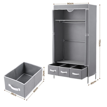 Alona.com.au Home & Garden > Storage > Clothing & Wardrobe Storage Artiss Large Portable Clothes Closet Wardrobe with Tiebacks Grey