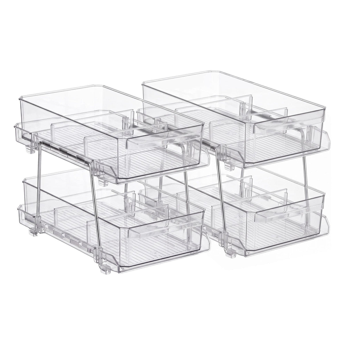 Alona.com.au Home & Garden > Storage > Storage Boxes Artiss 2 Pack Clear Pull Out Cabinet Organiser 2 Tier Storage Drawers
