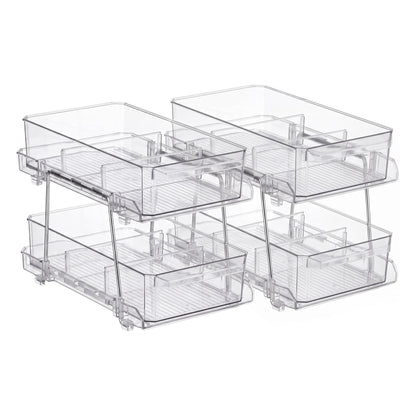 Alona.com.au Home & Garden > Storage > Storage Boxes Artiss 2 Pack Clear Pull Out Cabinet Organiser 2 Tier Storage Drawers