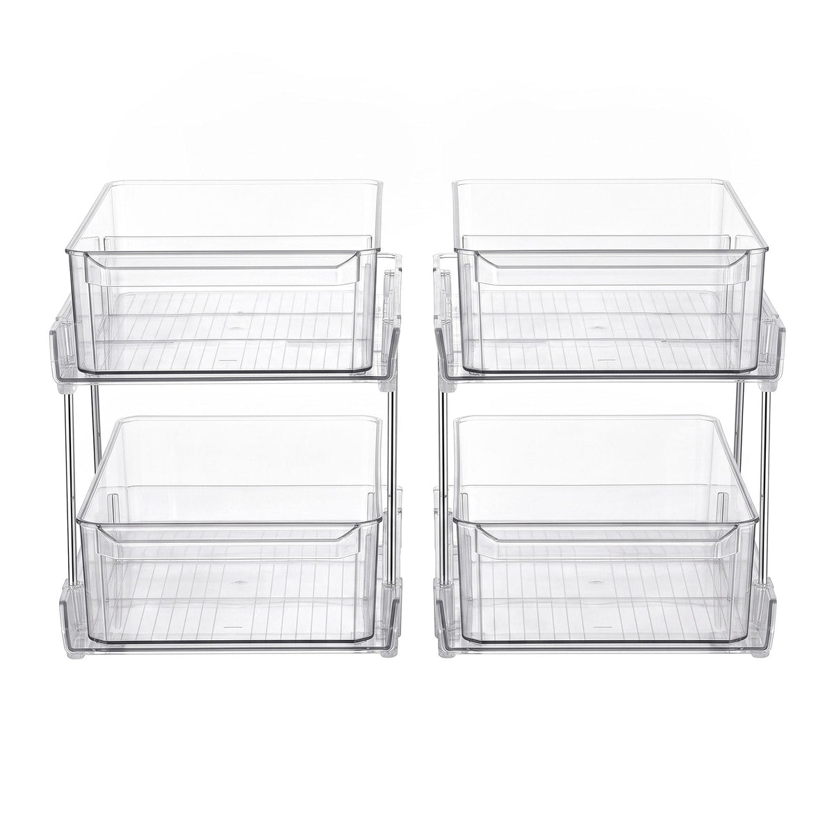 Alona.com.au Home & Garden > Storage > Storage Boxes Artiss 2 Pack Clear Pull Out Cabinet Organiser 2 Tier Storage Drawers