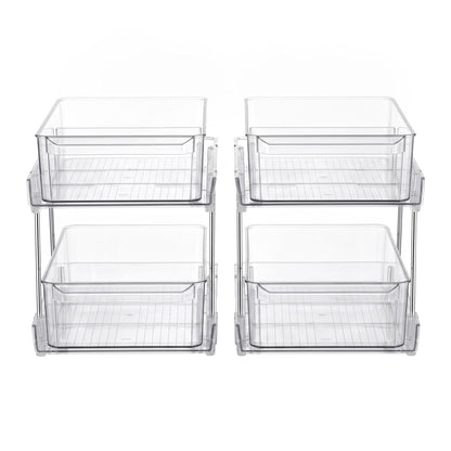 Alona.com.au Home & Garden > Storage > Storage Boxes Artiss 2 Pack Clear Pull Out Cabinet Organiser 2 Tier Storage Drawers