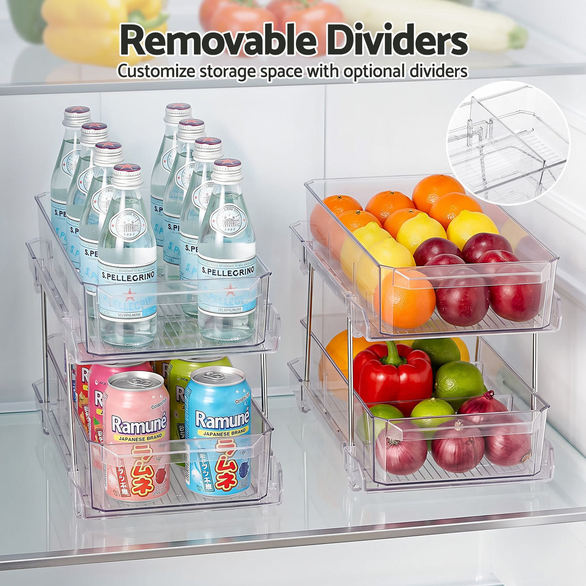 Alona.com.au Home & Garden > Storage > Storage Boxes Artiss 2 Pack Clear Pull Out Cabinet Organiser 2 Tier Storage Drawers