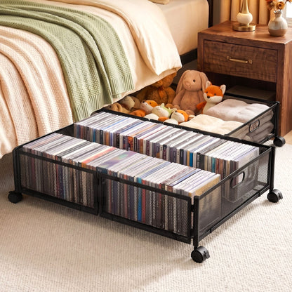 Alona.com.au Home & Garden > Storage > Storage Boxes Artiss 2X Under Bed Storage Containers Metal Boxes Quilt Organiser with Wheels