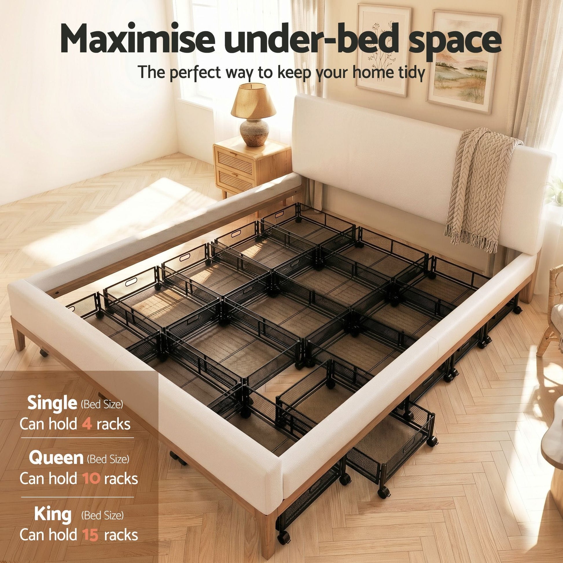 Alona.com.au Home & Garden > Storage > Storage Boxes Artiss 2X Under Bed Storage Containers Metal Boxes Quilt Organiser with Wheels