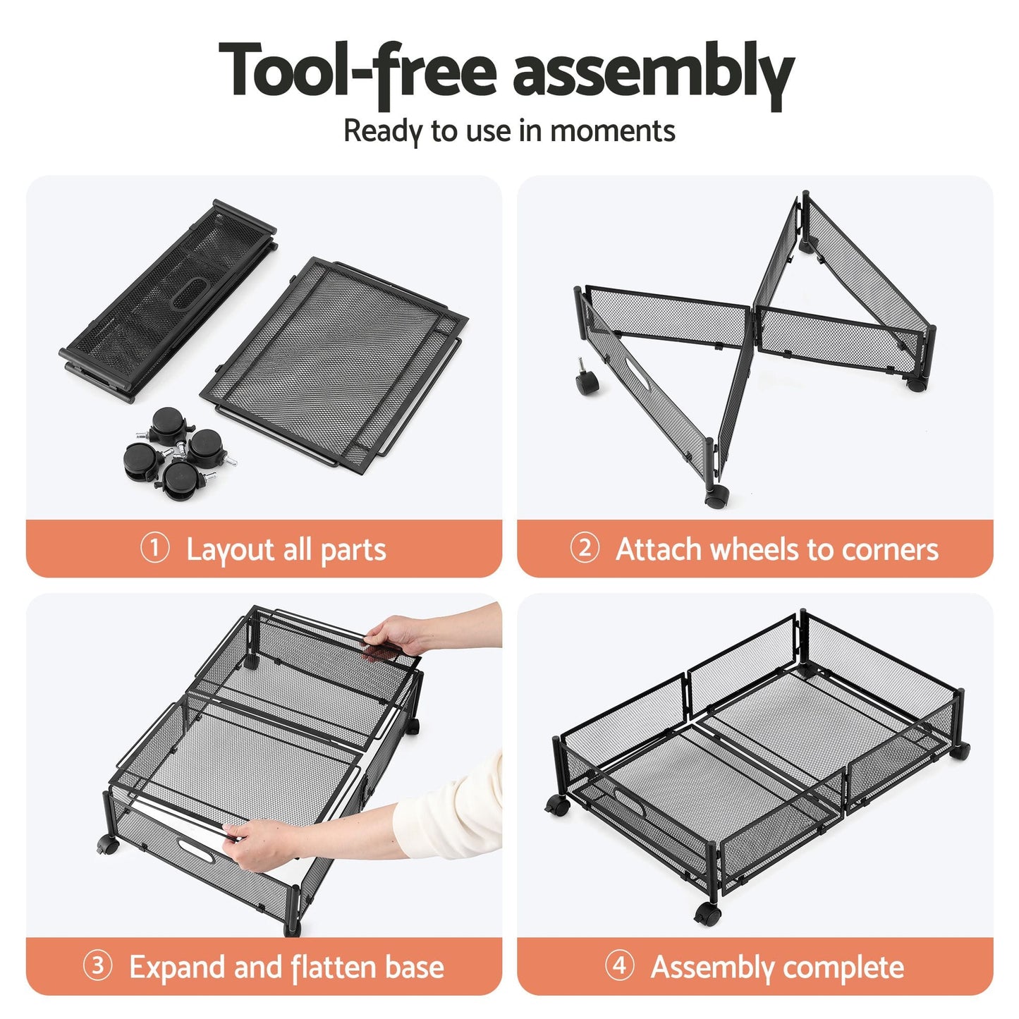 Alona.com.au Home & Garden > Storage > Storage Boxes Artiss 2X Under Bed Storage Containers Metal Boxes Quilt Organiser with Wheels