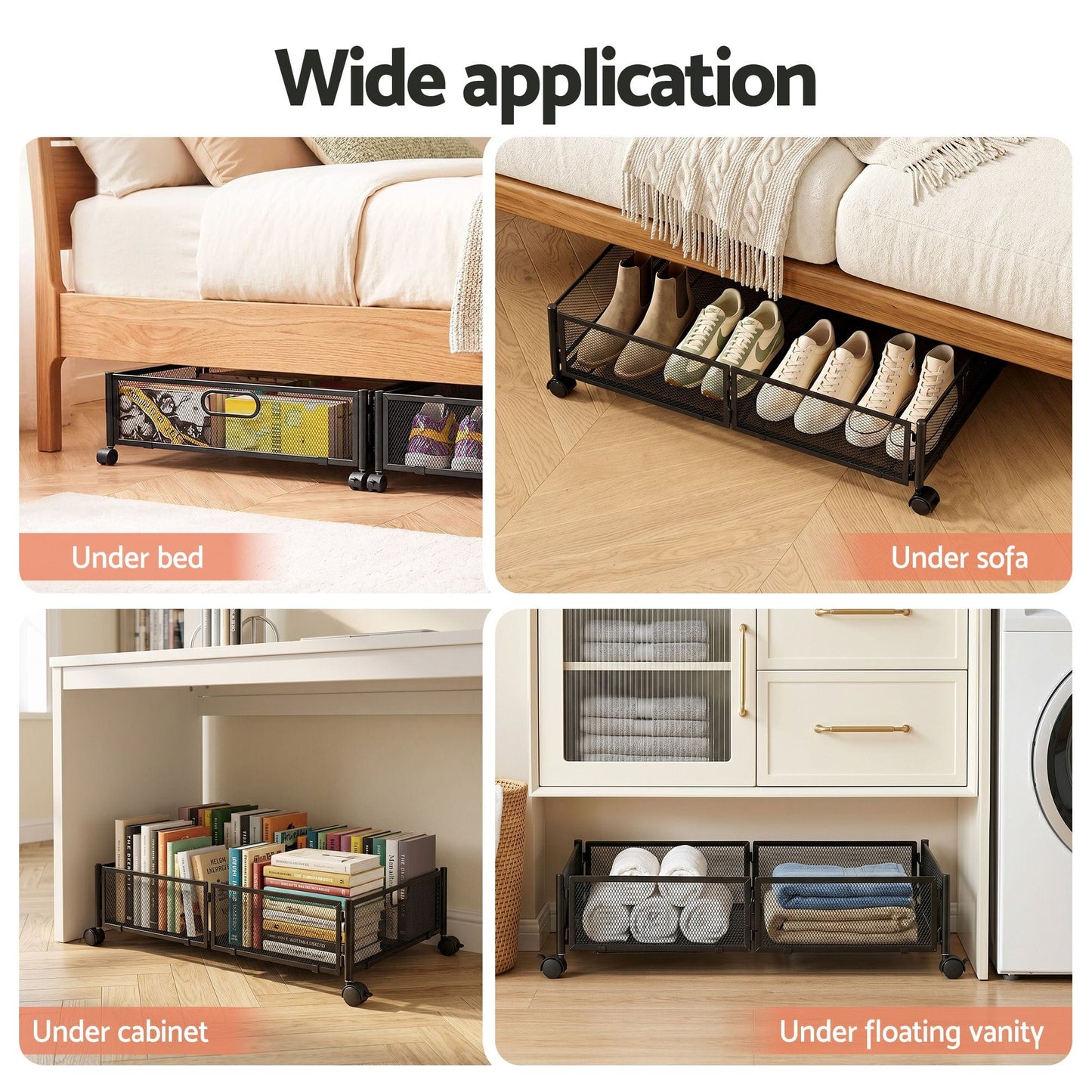 Alona.com.au Home & Garden > Storage > Storage Boxes Artiss 2X Under Bed Storage Containers Metal Boxes Quilt Organiser with Wheels