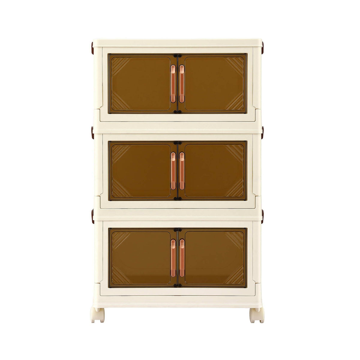 Alona.com.au Home & Garden > Storage > Storage Boxes Artiss 3-Tier Foldable Storage Cabinet Stackable Box Clear Magnetic Door White
