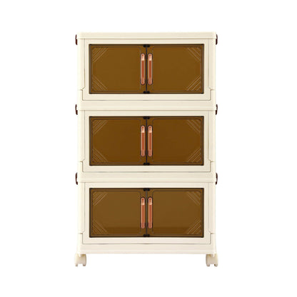 Alona.com.au Home & Garden > Storage > Storage Boxes Artiss 3-Tier Foldable Storage Cabinet Stackable Box Clear Magnetic Door White