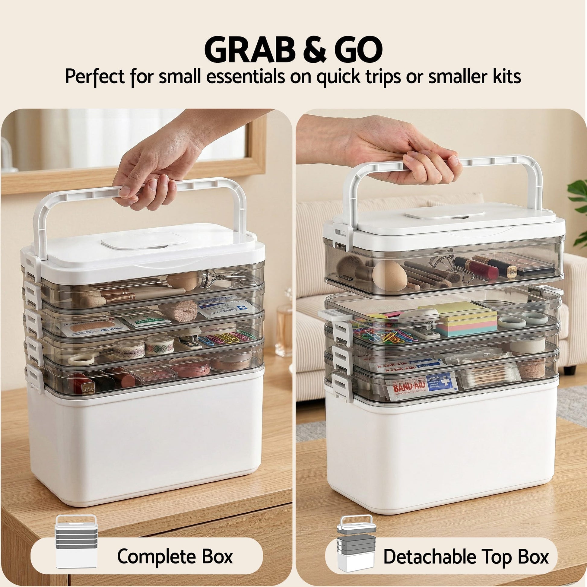 Alona.com.au Home & Garden > Storage > Storage Boxes Artiss 5 Tier Portable Storage Box Detachable with Handles Plastic Clear