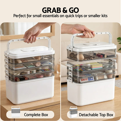 Alona.com.au Home & Garden > Storage > Storage Boxes Artiss 5 Tier Portable Storage Box Detachable with Handles Plastic Clear