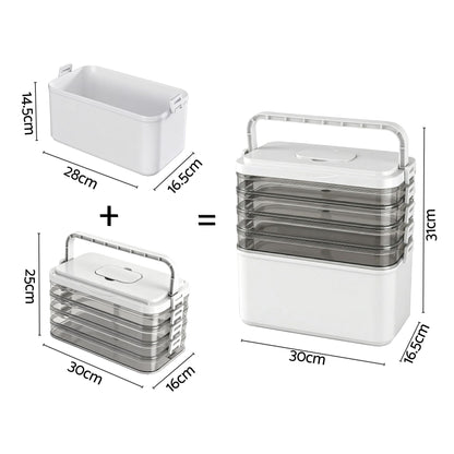 Alona.com.au Home & Garden > Storage > Storage Boxes Artiss 5 Tier Portable Storage Box Detachable with Handles Plastic Clear