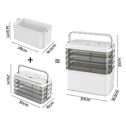 Alona.com.au Home & Garden > Storage > Storage Boxes Artiss 5 Tier Portable Storage Box Detachable with Handles Plastic Clear