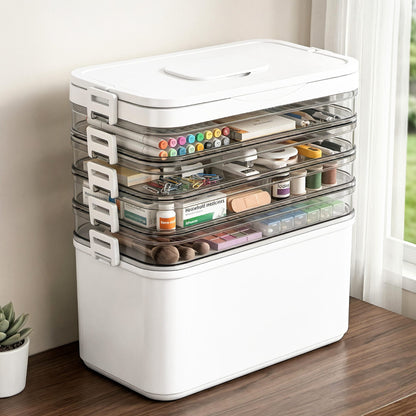 Alona.com.au Home & Garden > Storage > Storage Boxes Artiss 5 Tier Portable Storage Box Detachable with Handles Plastic Clear