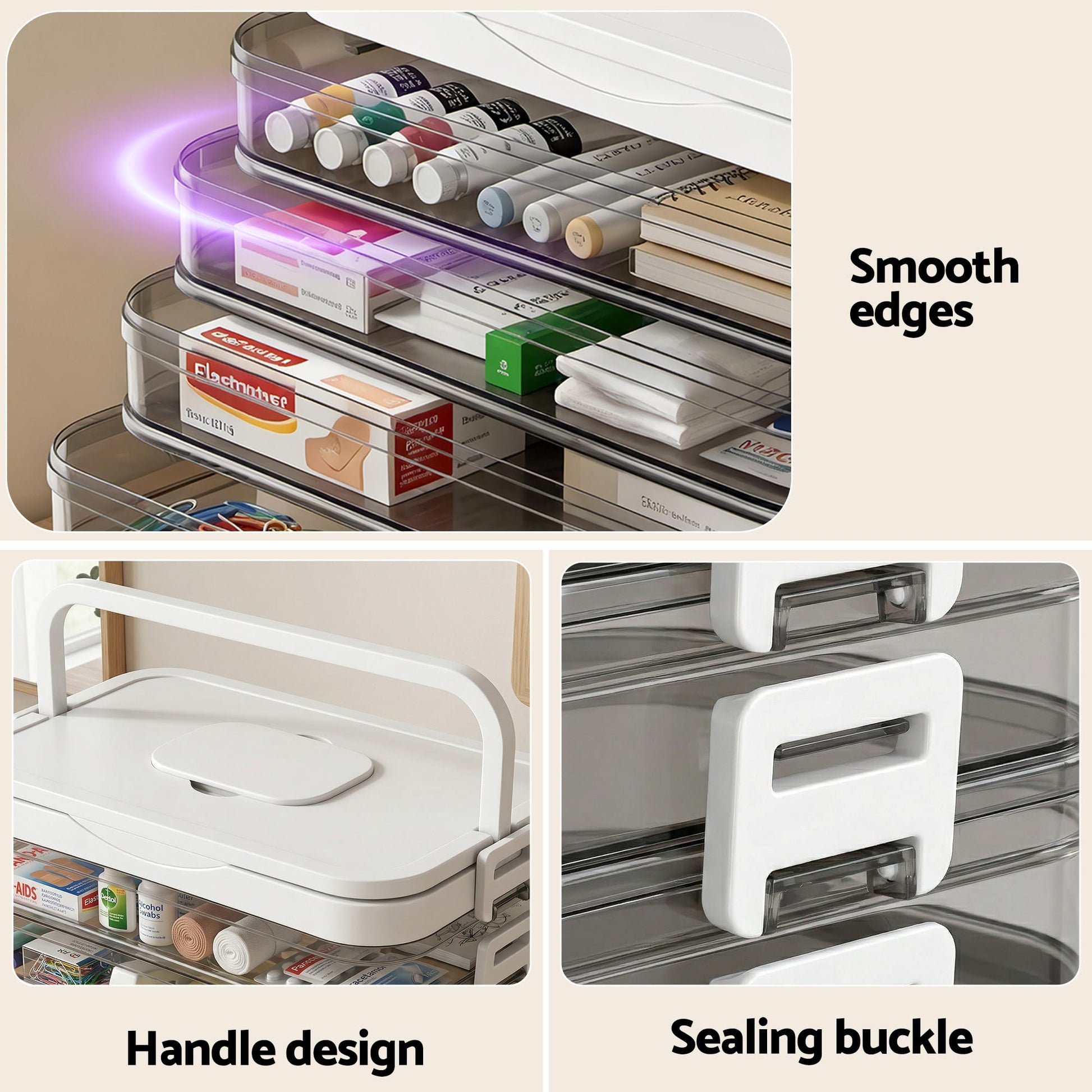 Alona.com.au Home & Garden > Storage > Storage Boxes Artiss 5 Tier Portable Storage Box Detachable with Handles Plastic Clear