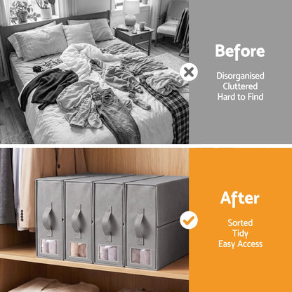 Alona.com.au Home & Garden > Storage > Storage Boxes Artiss Bed Sheet Organisers Box Set 4Pcs Storage King Size Bedding Foldable Grey