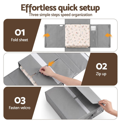 Alona.com.au Home & Garden > Storage > Storage Boxes Artiss Bed Sheet Organisers Box Set 4Pcs Storage King Size Bedding Foldable Grey