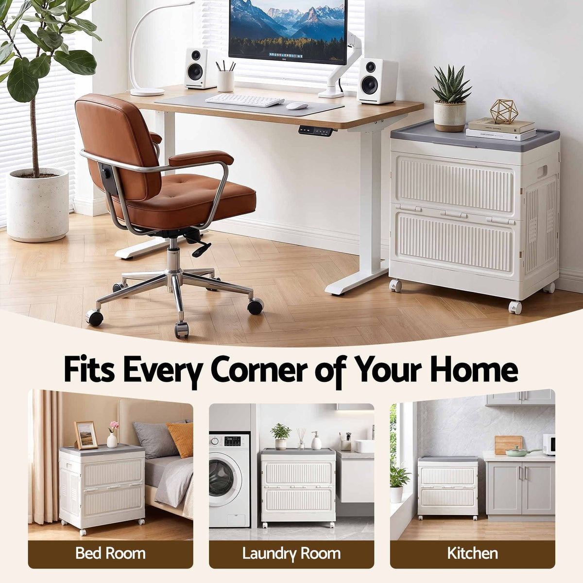 Alona.com.au Home & Garden > Storage > Storage Boxes Artiss Foldable Storage Cabinet Stackable Box Flip-Top Rolling Organiser White