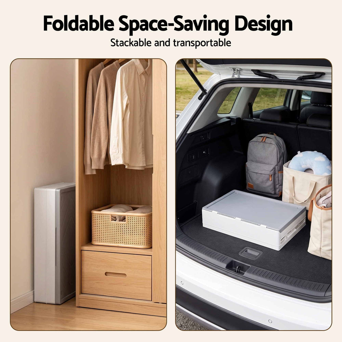 Alona.com.au Home & Garden > Storage > Storage Boxes Artiss Foldable Storage Cabinet Stackable Box Flip-Top Rolling Organiser White