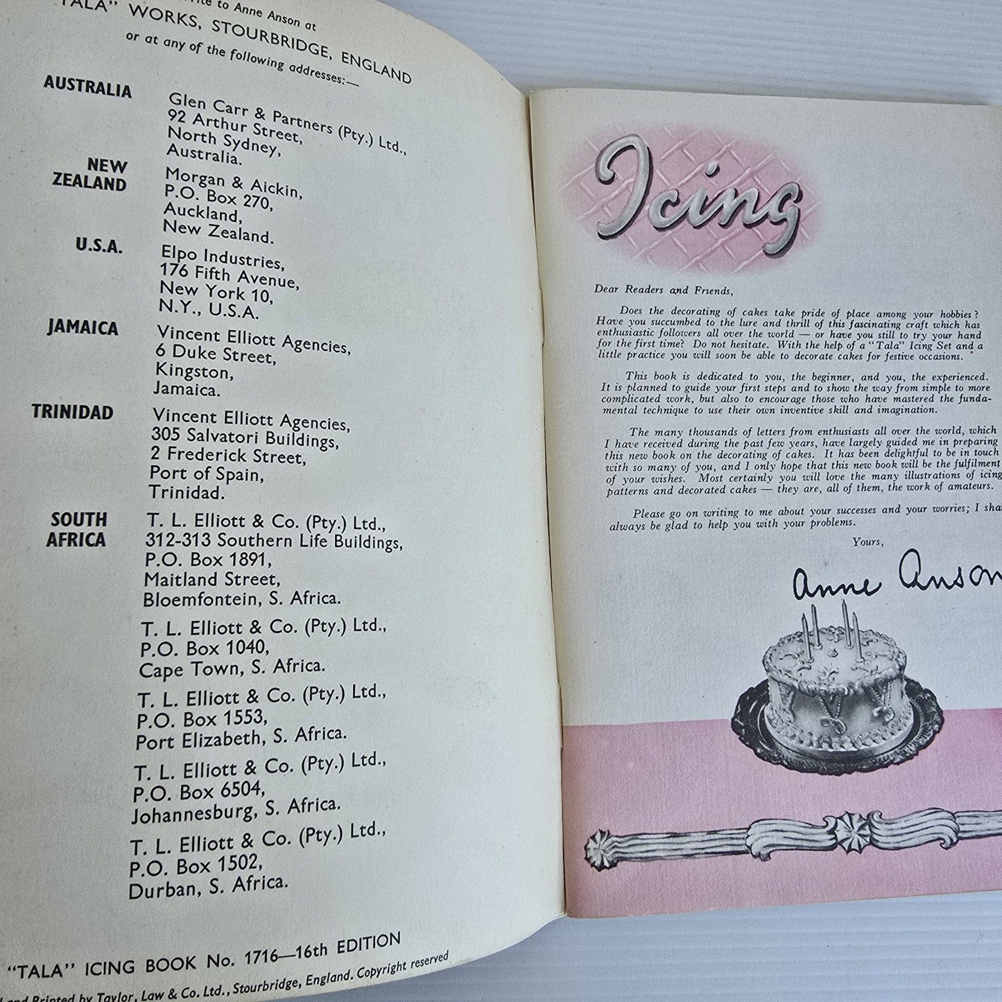 Alona.com.au How To Decorate A Cake, by Anne Anson Tala Icing Book No 1716 1956 16th Edition