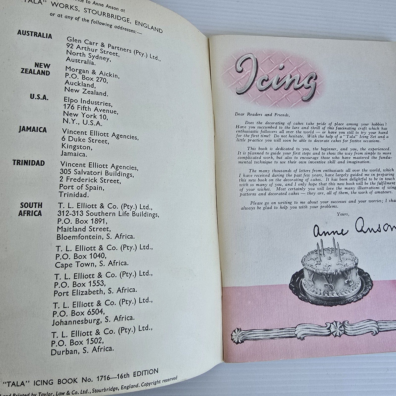 Alona.com.au How To Decorate A Cake, by Anne Anson Tala Icing Book No 1716 1956 16th Edition