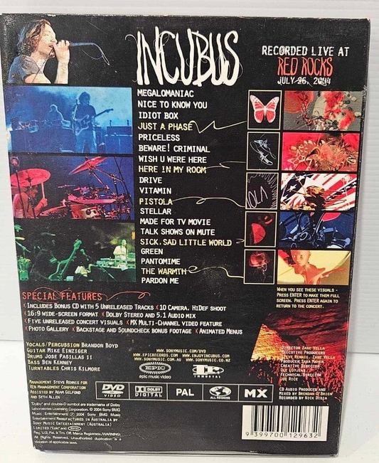Alona.com.au Incubus Alive At Red Rocks DVD plus CD 19 live songs Cardboard Aus + FREE POST