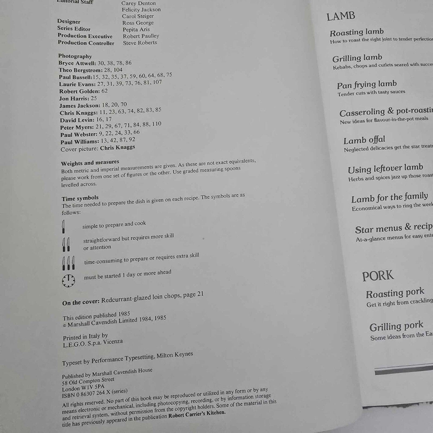 Alona.com.au Making The Most of Lamb & Pork by Robert Carrier's Kitchen (Hardcover 1985)
