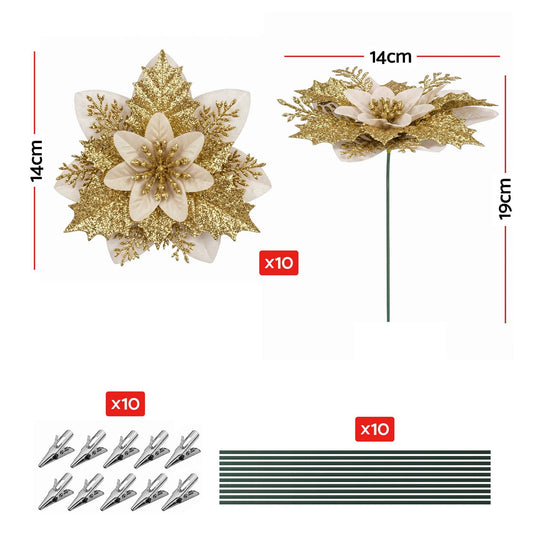 Alona.com.au Occasions > Christmas > Christmas Decorations Jingle Jollys 10Pcs Christmas Tree Flower Set Garland Wreath Poinsettia Decorations