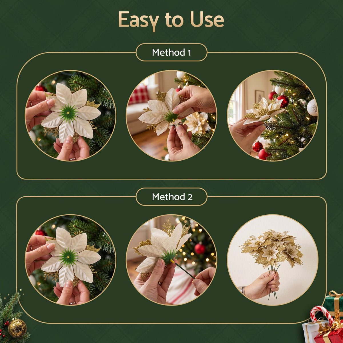Alona.com.au Occasions > Christmas > Christmas Decorations Jingle Jollys 10Pcs Christmas Tree Flower Set Garland Wreath Poinsettia Decorations