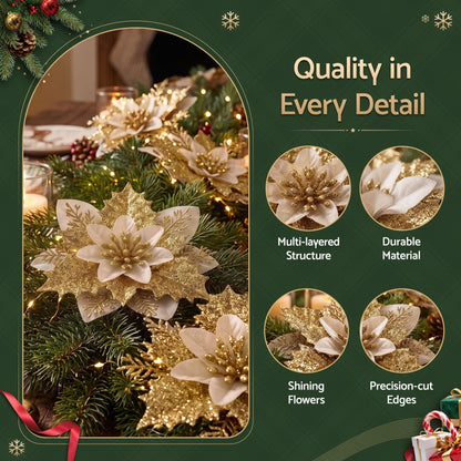 Alona.com.au Occasions > Christmas > Christmas Decorations Jingle Jollys 10Pcs Christmas Tree Flower Set Garland Wreath Poinsettia Decorations