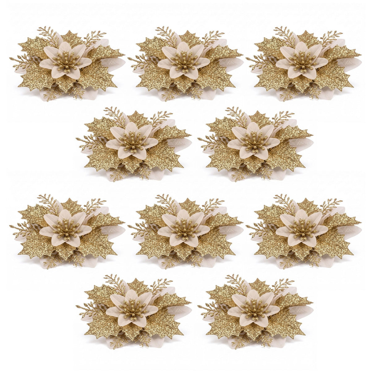 Alona.com.au Occasions > Christmas > Christmas Decorations Jingle Jollys 10Pcs Christmas Tree Flower Set Garland Wreath Poinsettia Decorations