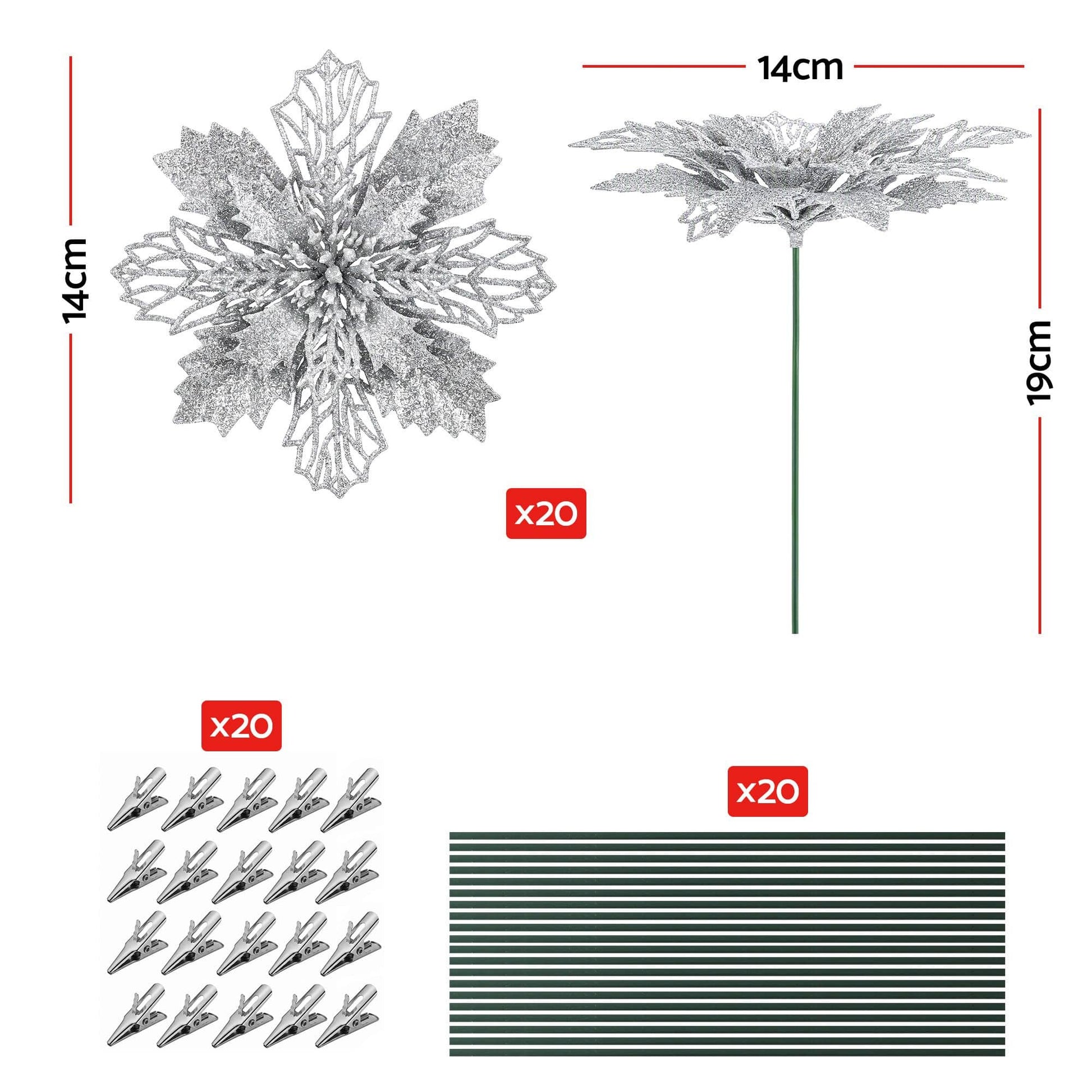 Alona.com.au Occasions > Christmas > Christmas Decorations Jingle Jollys 20Pcs Christmas Tree Flower Set Garland Wreath Poinsettia Decorations