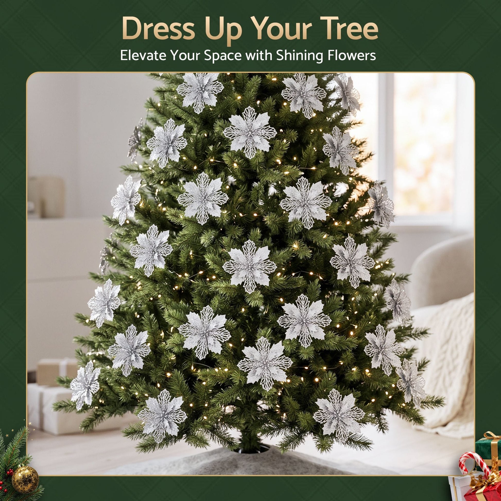 Alona.com.au Occasions > Christmas > Christmas Decorations Jingle Jollys 20Pcs Christmas Tree Flower Set Garland Wreath Poinsettia Decorations