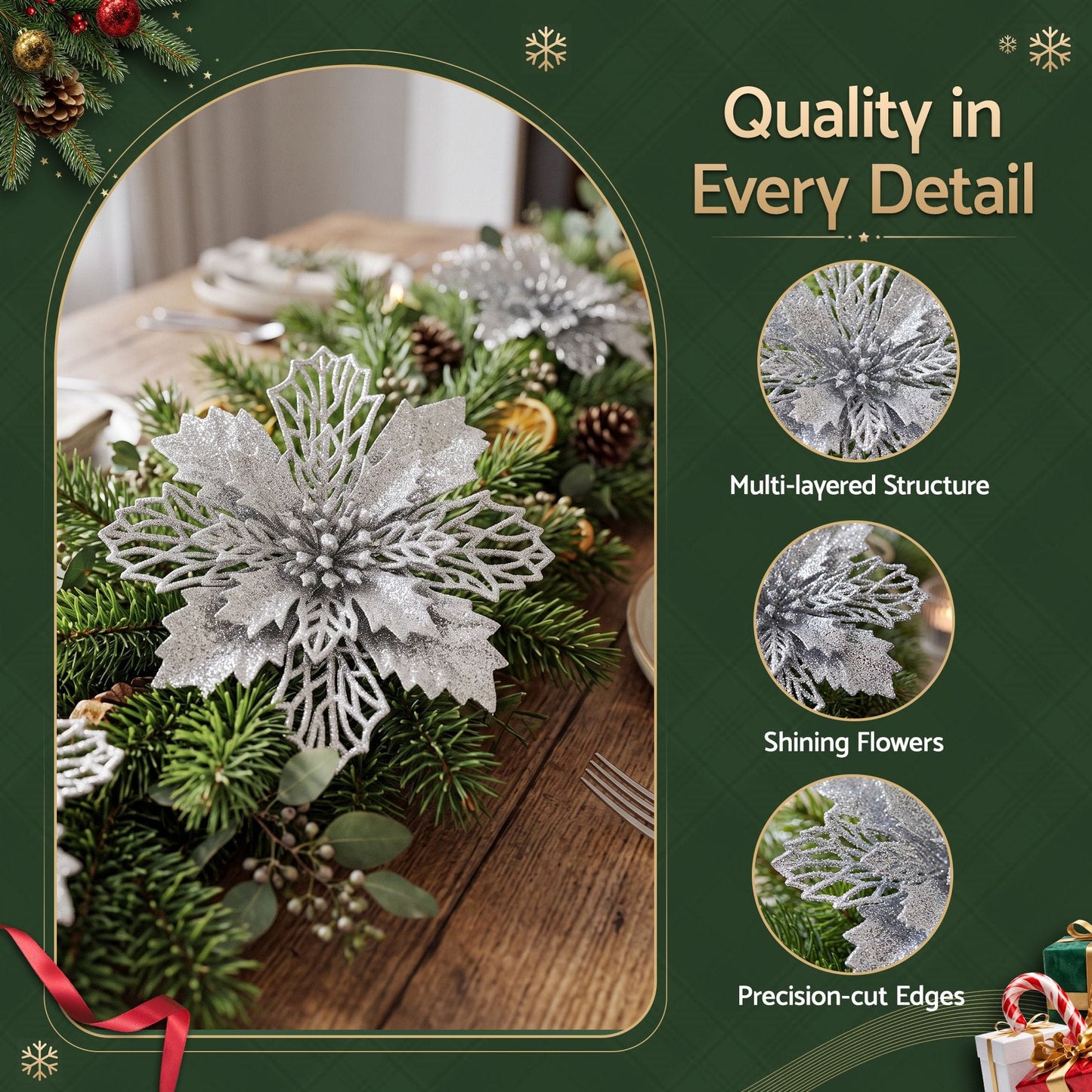 Alona.com.au Occasions > Christmas > Christmas Decorations Jingle Jollys 20Pcs Christmas Tree Flower Set Garland Wreath Poinsettia Decorations