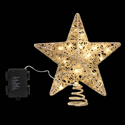 Alona.com.au Occasions > Christmas > Christmas Decorations Jingle Jollys 3D Christmas Tree Topper Star 20 Warm LED Lights Gold Glitter