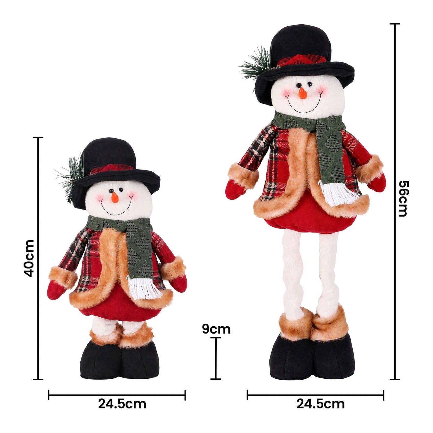 Alona.com.au Occasions > Christmas > Christmas Decorations Jingle Jollys Christmas Snowman Ornament 40-56cm Telescopic Tabletop Decoration Doll, Adjustable Length For Tabletop, Window, Mantel, Indoor Holiday Decor
