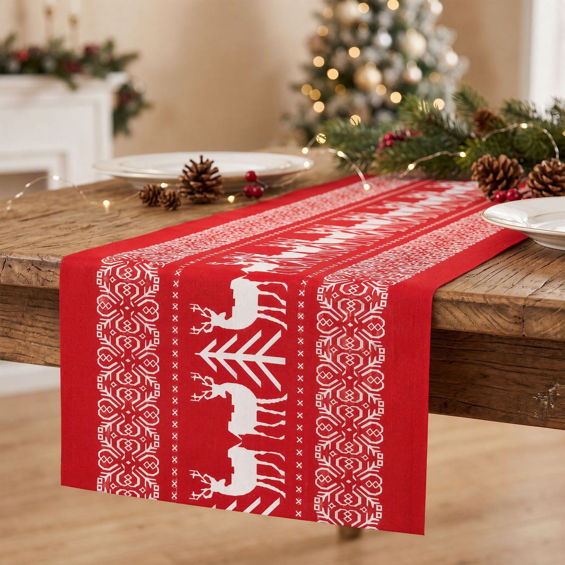Alona.com.au Occasions > Christmas > Christmas Decorations Jingle Jollys Christmas Table Runner Reindeers 270x28CM Dining Party Decor Red
