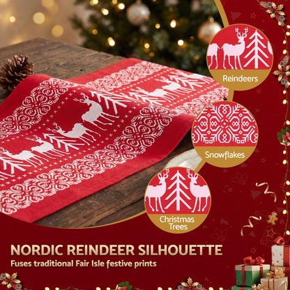 Alona.com.au Occasions > Christmas > Christmas Decorations Jingle Jollys Christmas Table Runner Reindeers 270x28CM Dining Party Decor Red