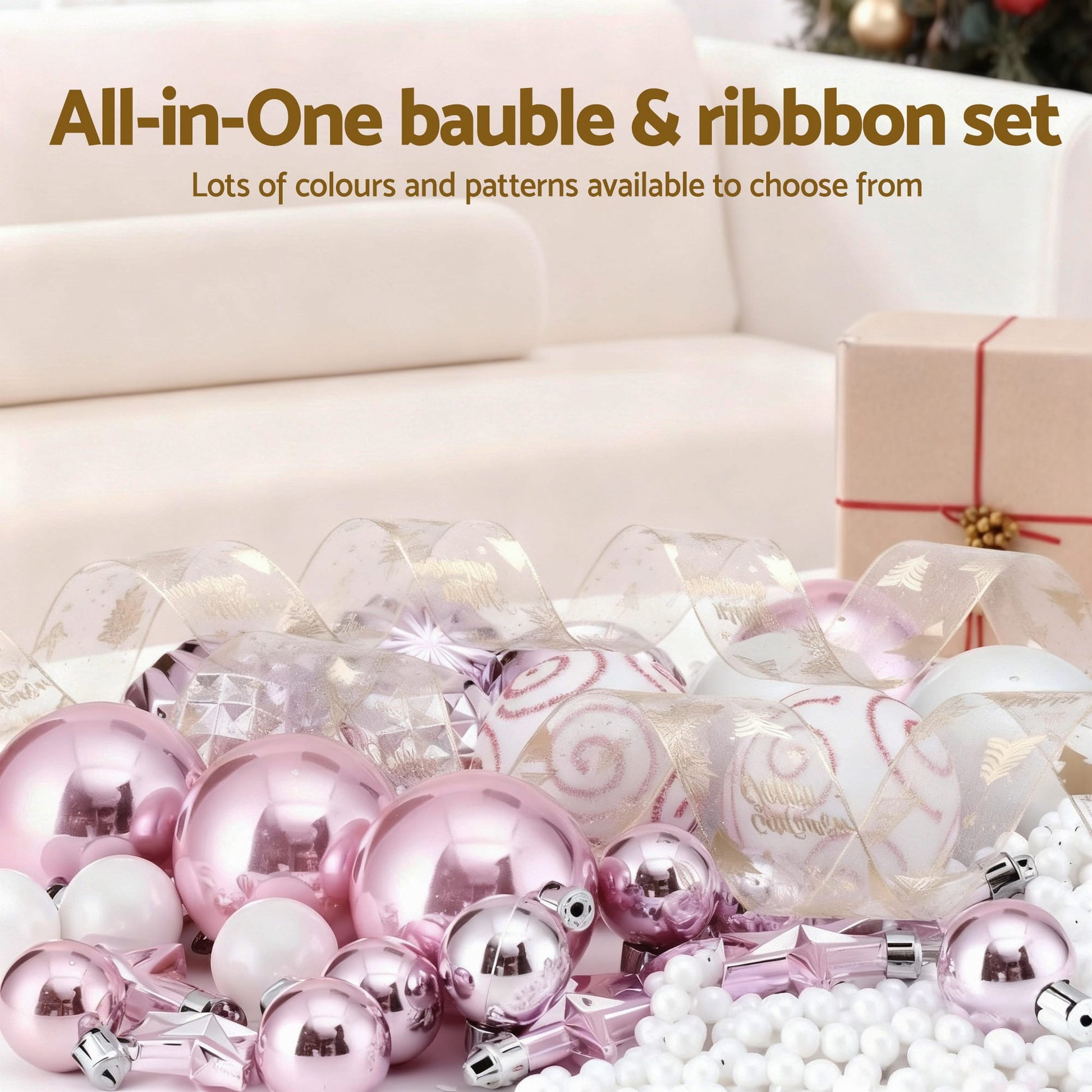 Alona.com.au Occasions > Christmas > Christmas Decorations Jingle Jollys Christmas Tree Decoration Set Ribbon Baubles Ornaments Party 34pcs