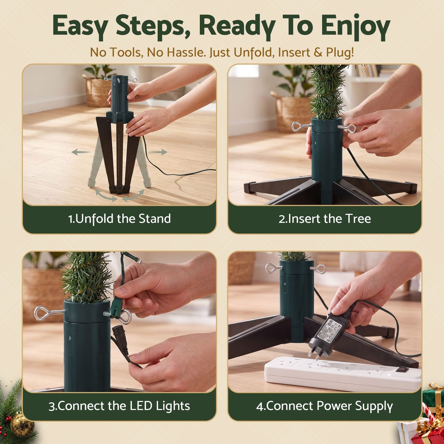 Alona.com.au Occasions > Christmas > Christmas Decorations Jingle Jollys Christmas Tree Stand 360° Rotating for Xmas Tree Up to 2.7M with Remote Control