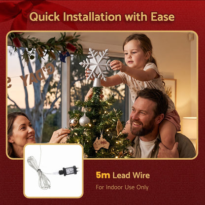 Alona.com.au Occasions > Christmas > Christmas Decorations Jingle Jollys Christmas Tree Topper Lighted 360° Rotating Snowflake Projector Silver Glitter