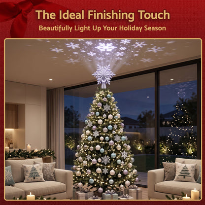 Alona.com.au Occasions > Christmas > Christmas Decorations Jingle Jollys Christmas Tree Topper Lighted 360° Rotating Snowflake Projector Silver Glitter