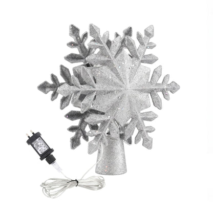 Alona.com.au Occasions > Christmas > Christmas Decorations Jingle Jollys Christmas Tree Topper Lighted 360° Rotating Snowflake Projector Silver Glitter