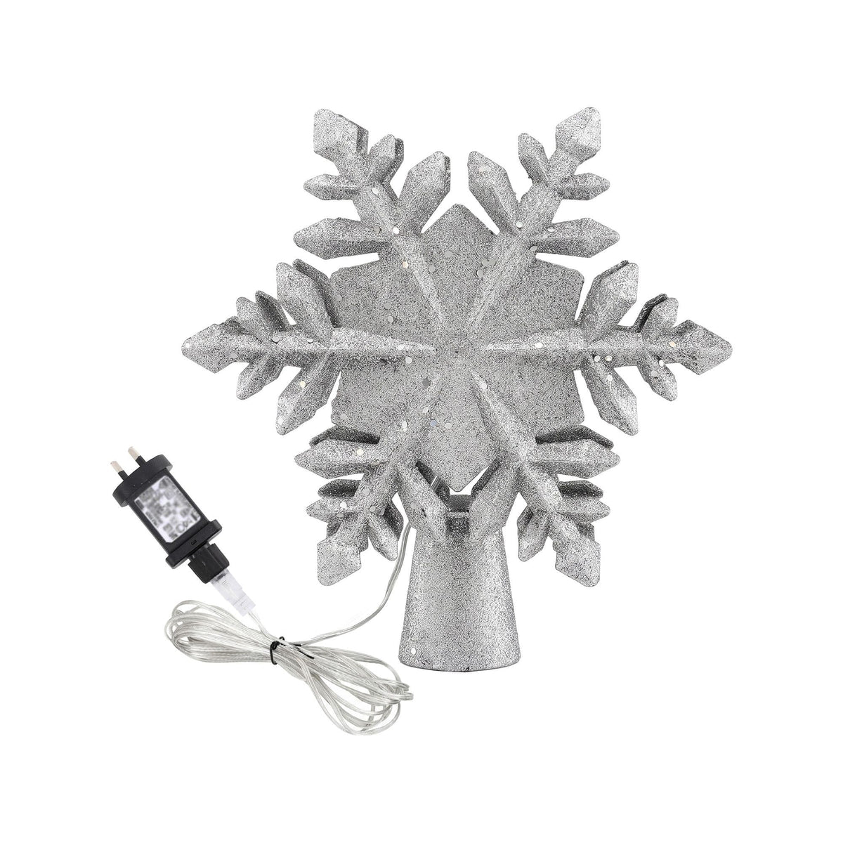 Alona.com.au Occasions > Christmas > Christmas Decorations Jingle Jollys Christmas Tree Topper Lighted 360° Rotating Snowflake Projector Silver Glitter